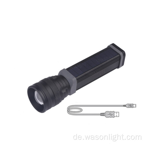 Solarbetriebene USB wiederaufladbare flache LED-Taschenlampe